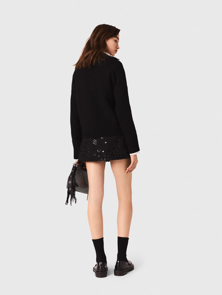 Open polo collar cardigan