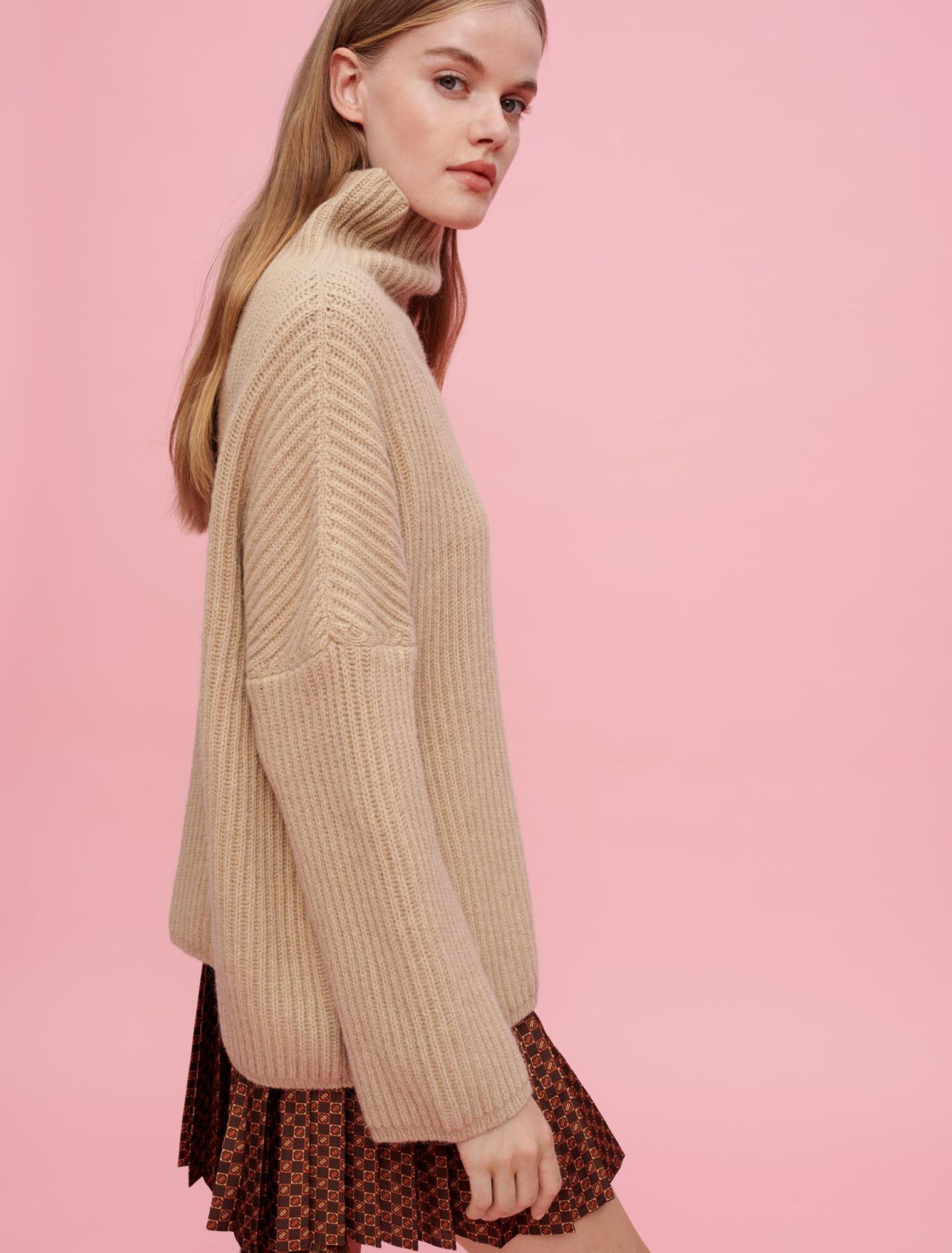 Oversized alpaca turtleneck pullover