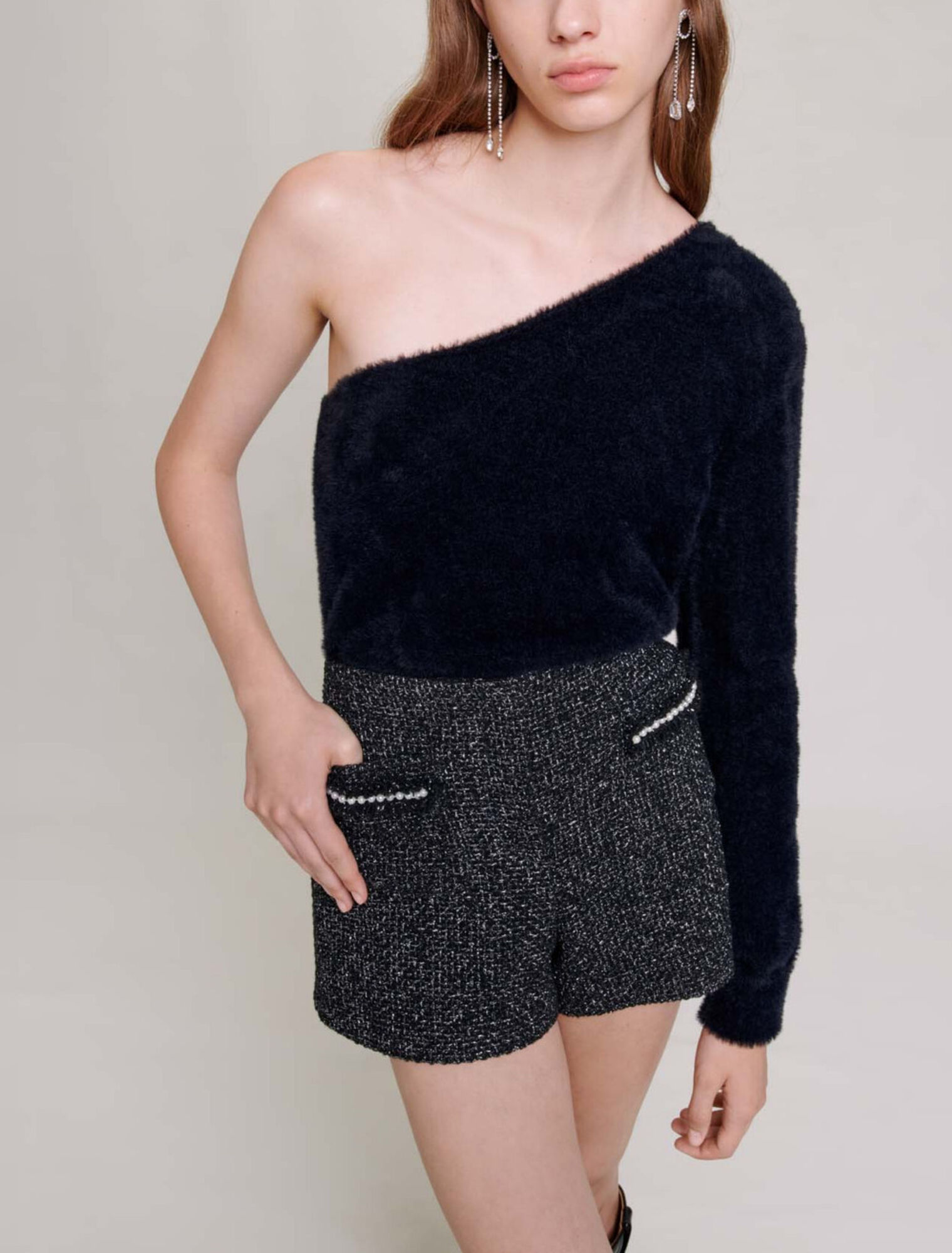 Glittery tweed shorts