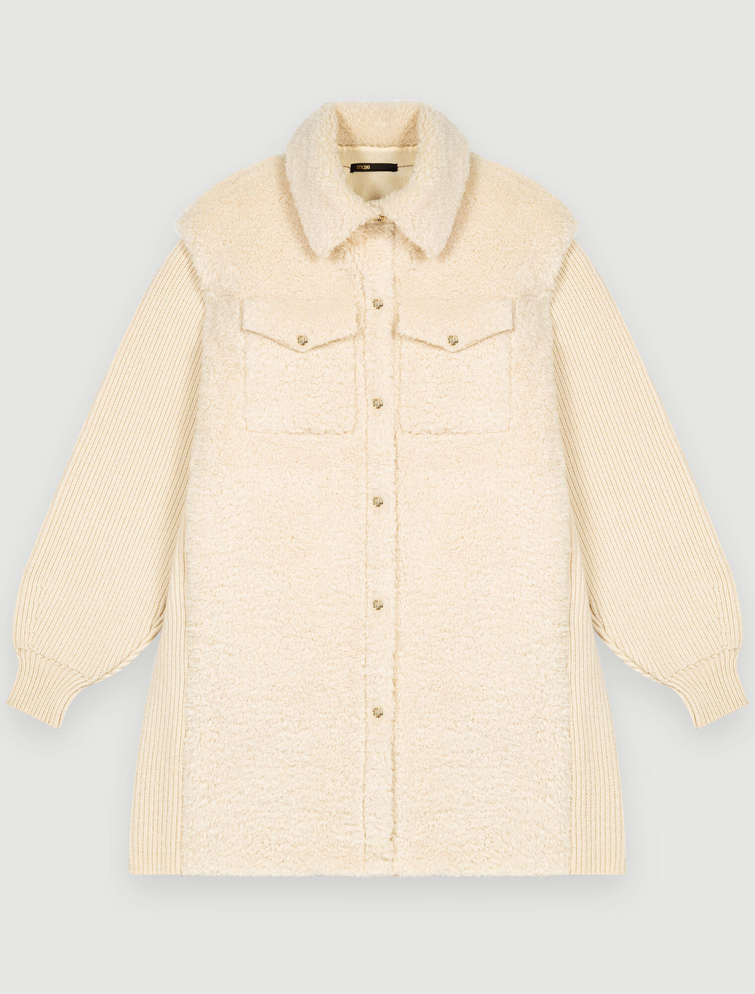 Faux fur and knit coat