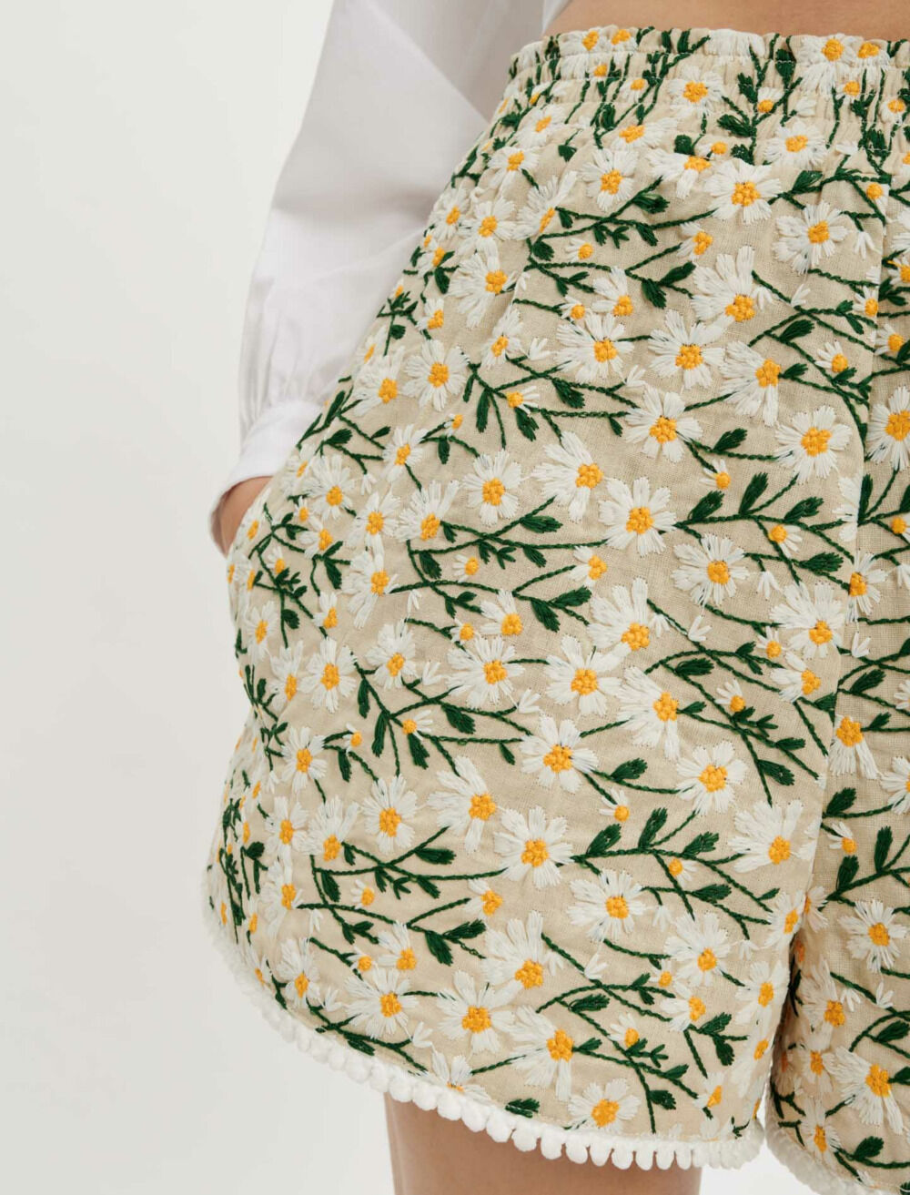 Embroidered floral shorts White For Women | Maje