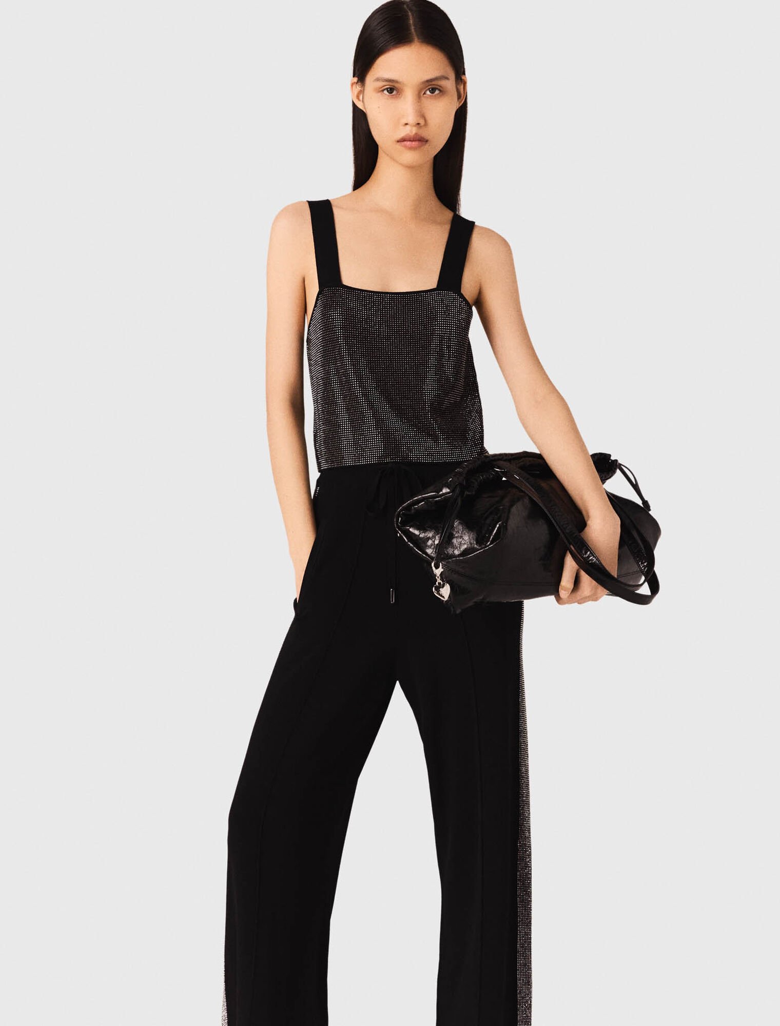 Strappy diamanté knit top