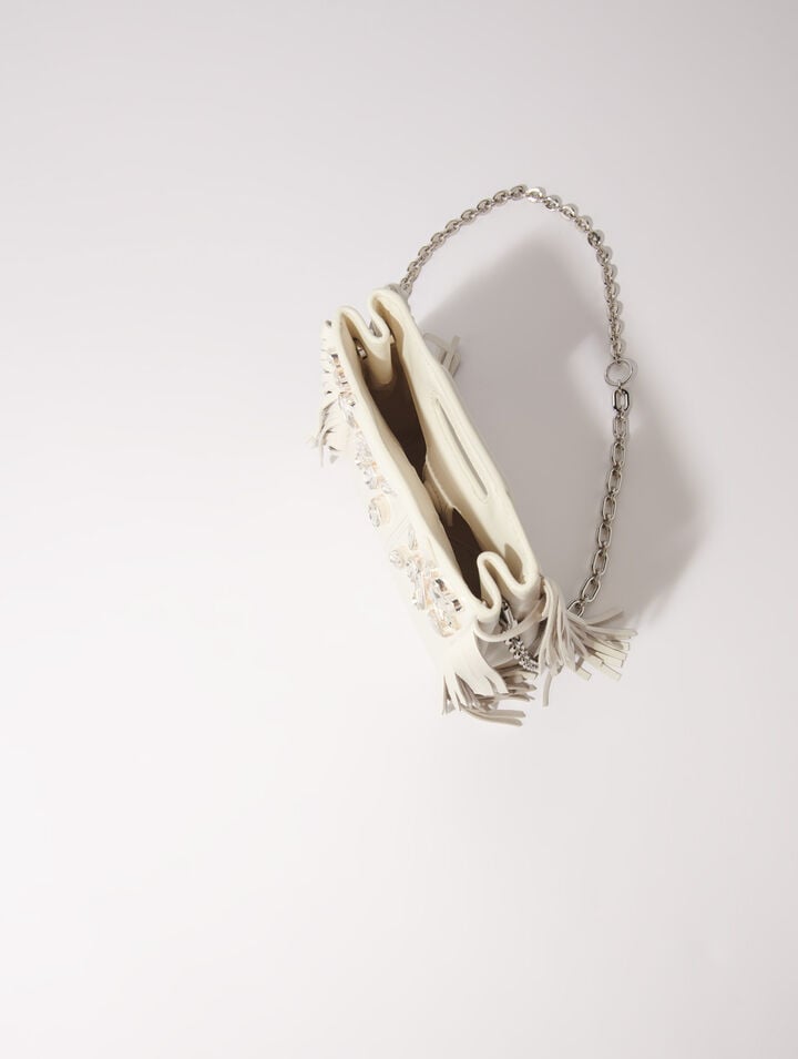 M mini leather bag with diamantés