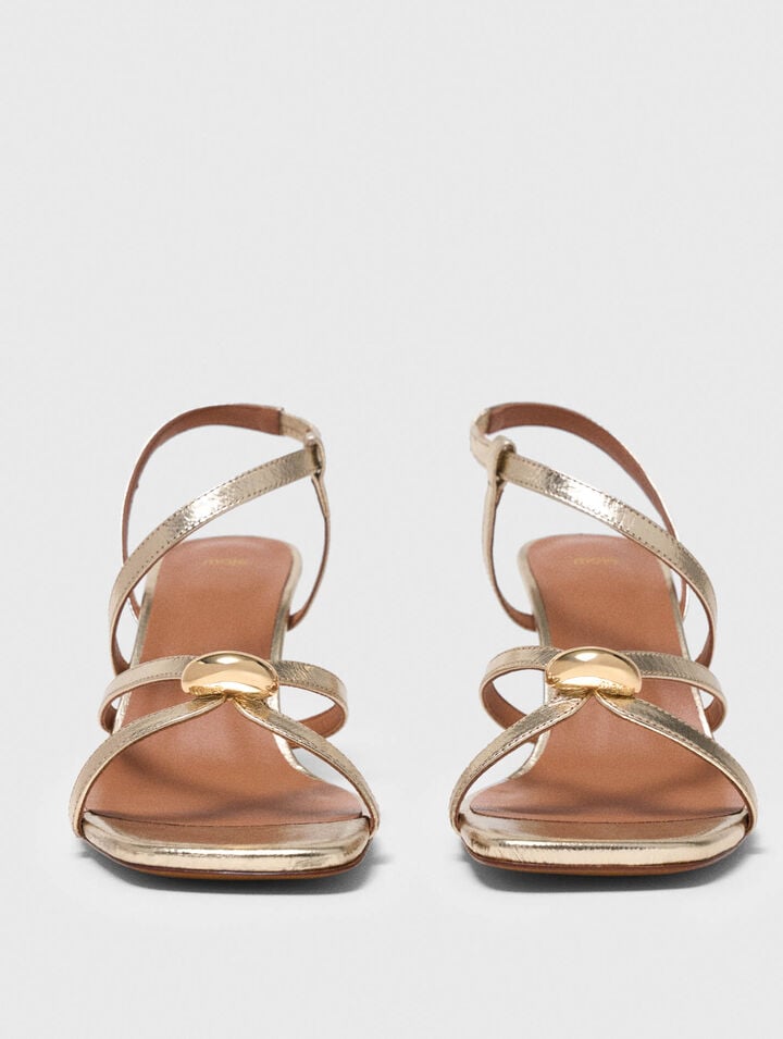 Metallic multi-strap sandals