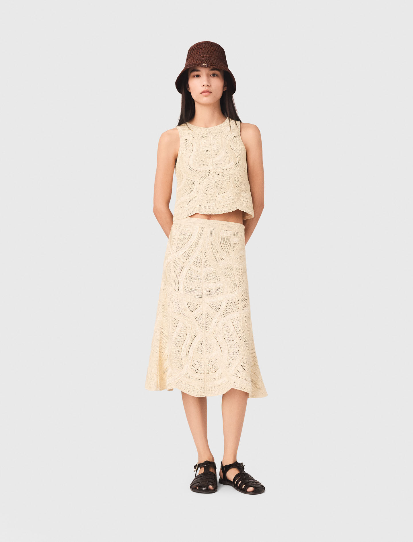 Long crochet skirt Natural For Women | Maje