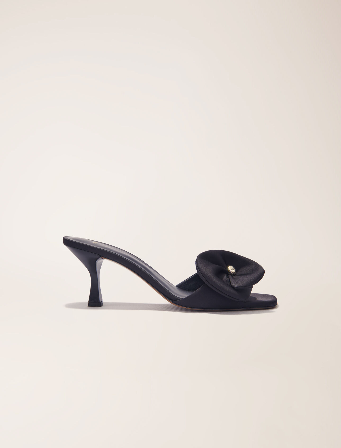 Textile mules with satin flower Black / Gray For Women | Maje