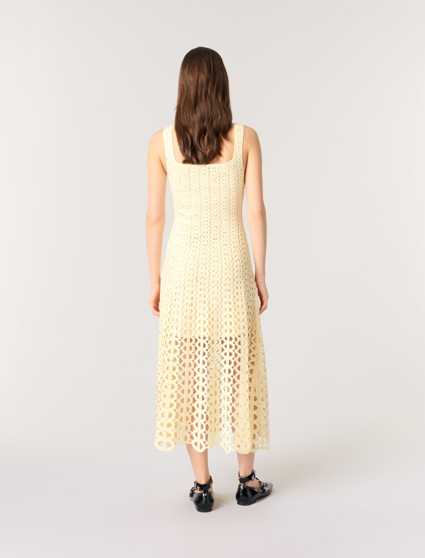 Cropped rhinestone crochet cardigan Yellow / Orange For Women | Maje