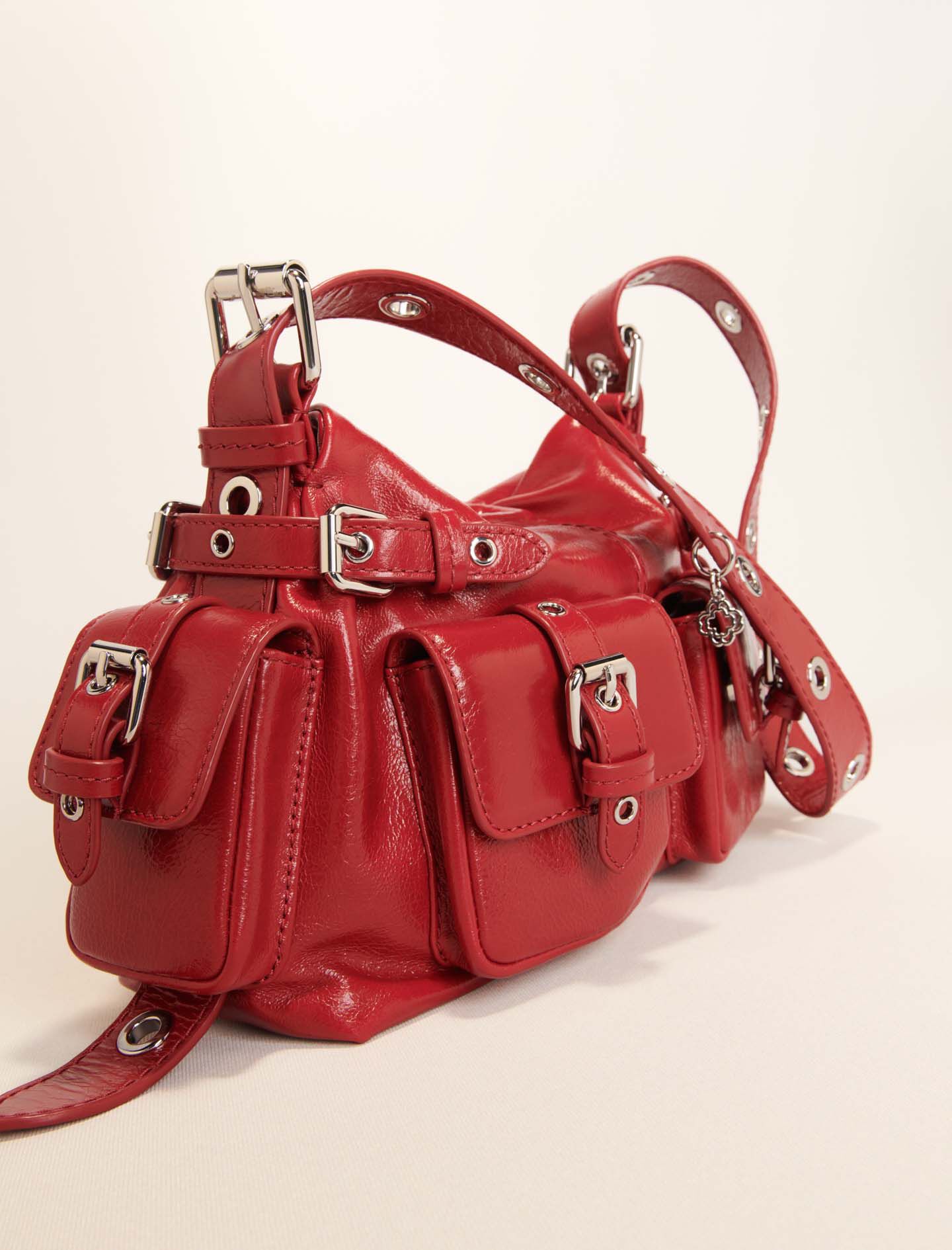 Miss M Mini cargo leather bag Red For Women | Maje Miss M Mini cargo leather bag Red For Women | Maje