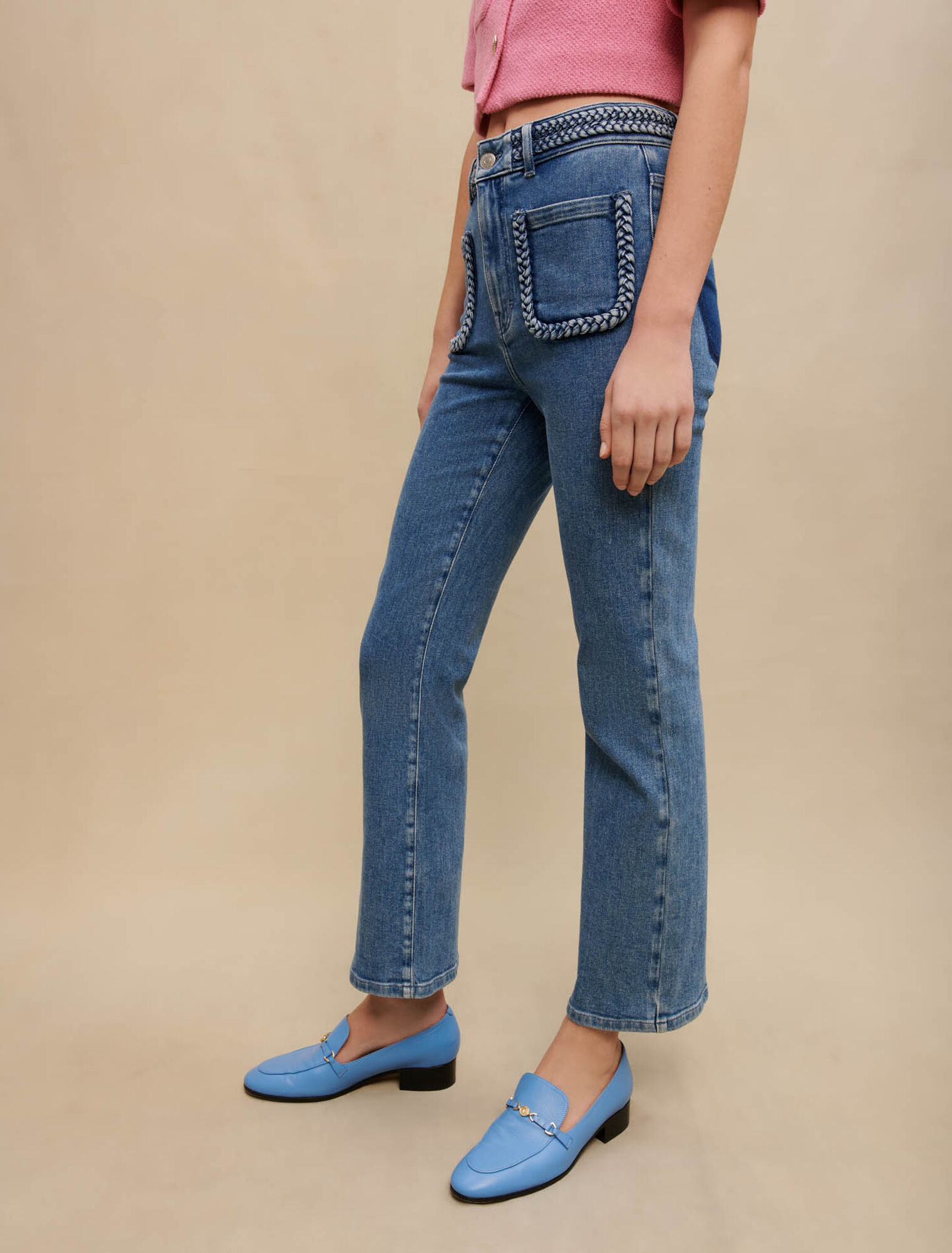 Jeans with braided details
