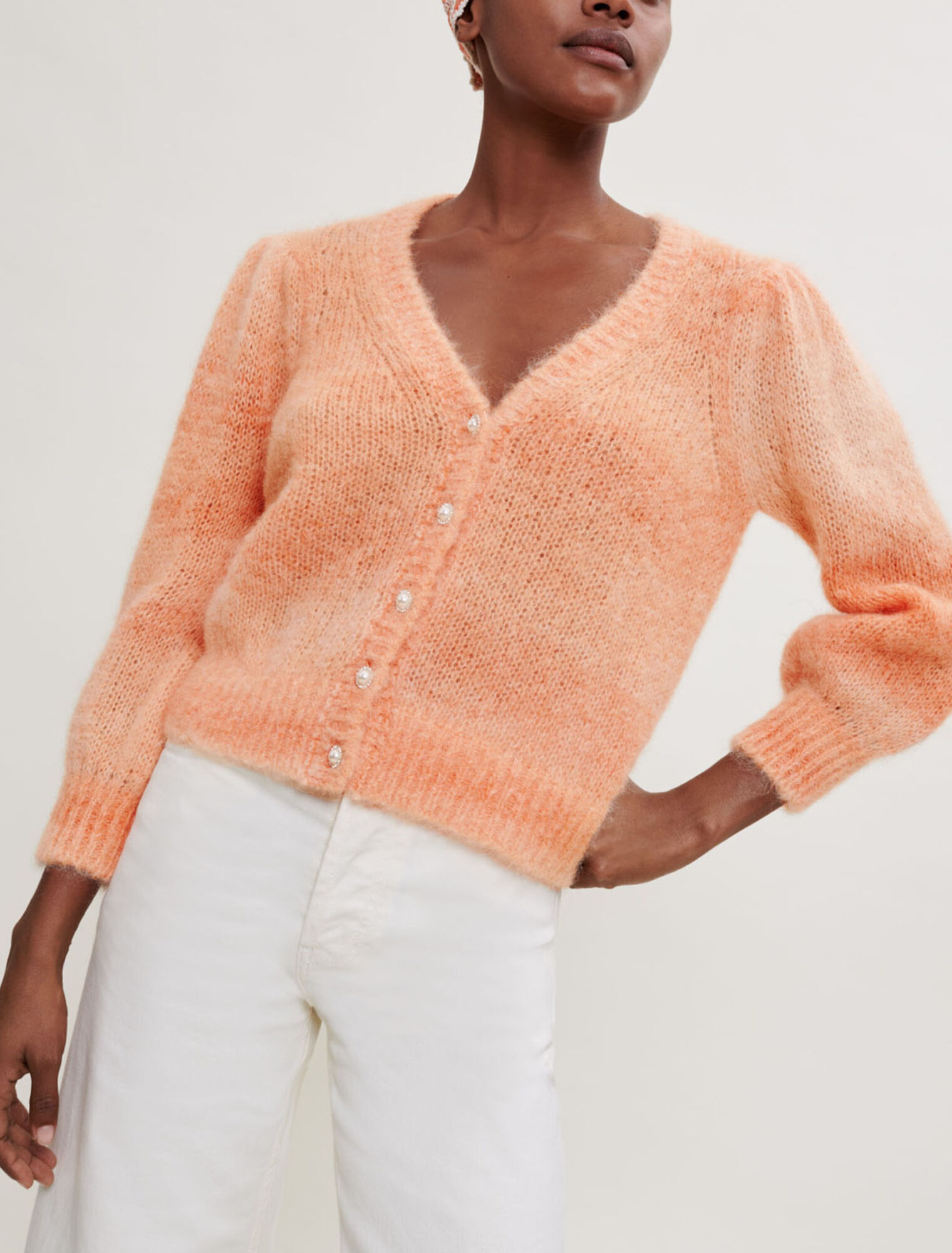 Printed mohair cardigan