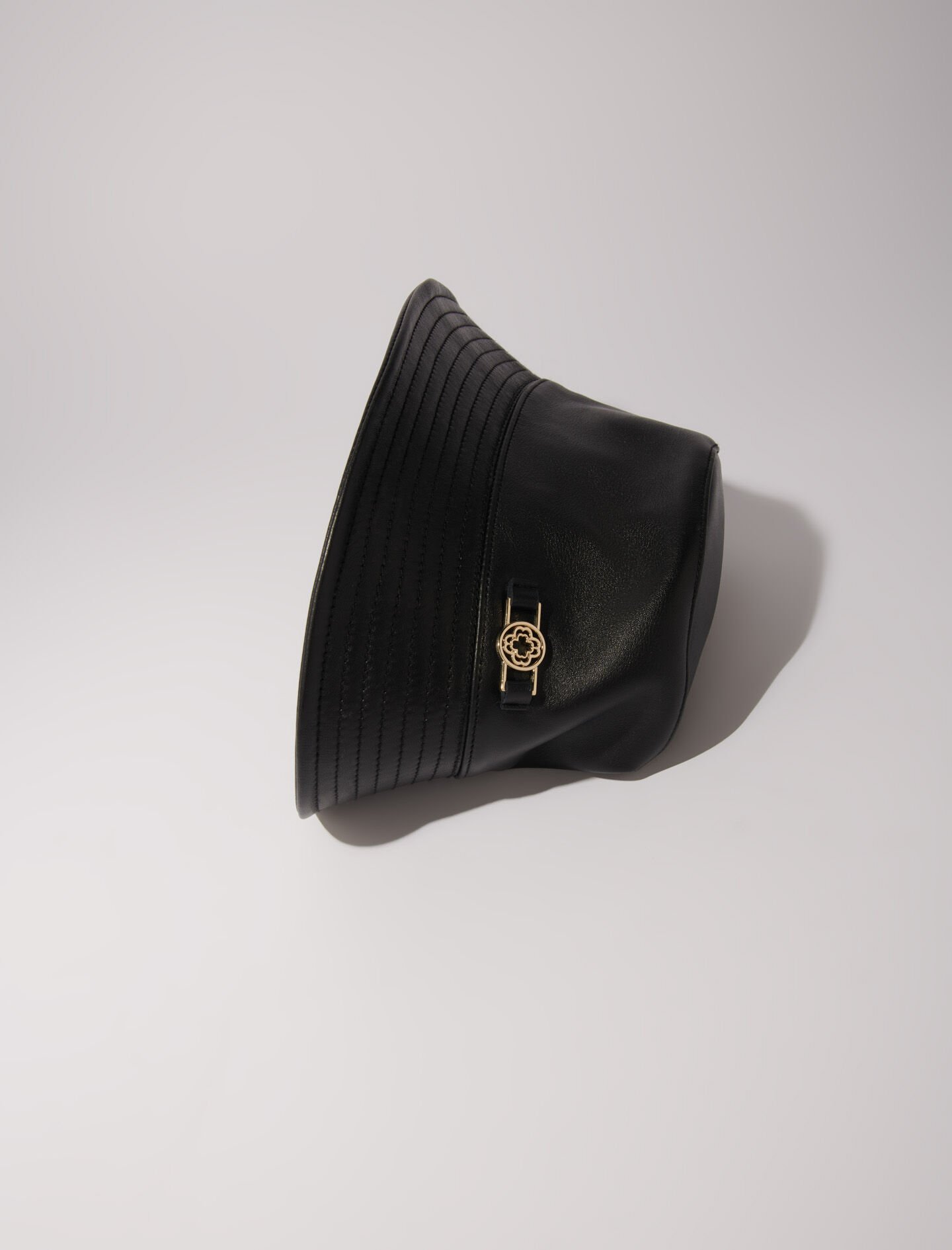 Leather bucket hat Black / Gray For Women | Maje Leather bucket hat Black / Gray For Women | Maje