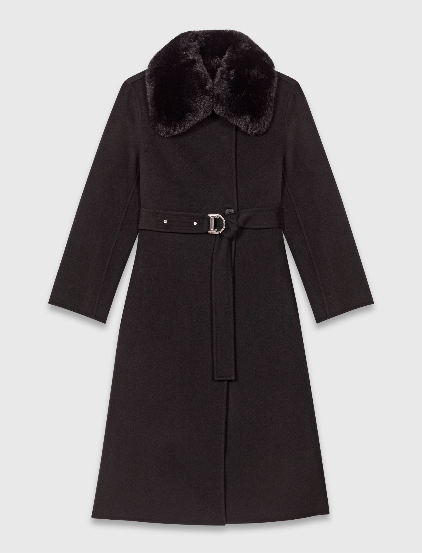 Double-faced coat with removable collar Black / Gray For Women | Maje