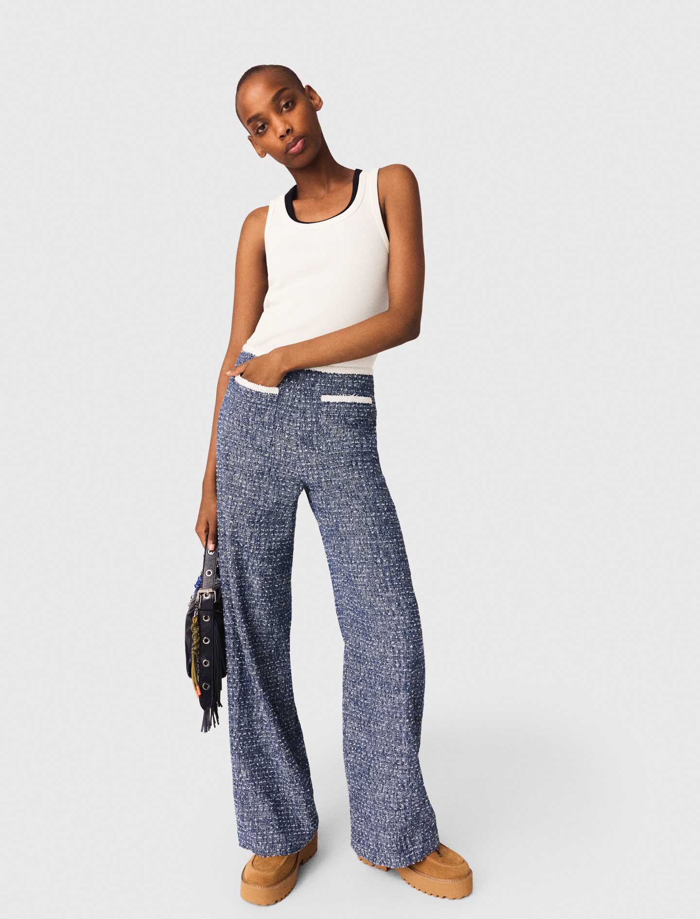 Tweed trousers Blue For Women | Maje