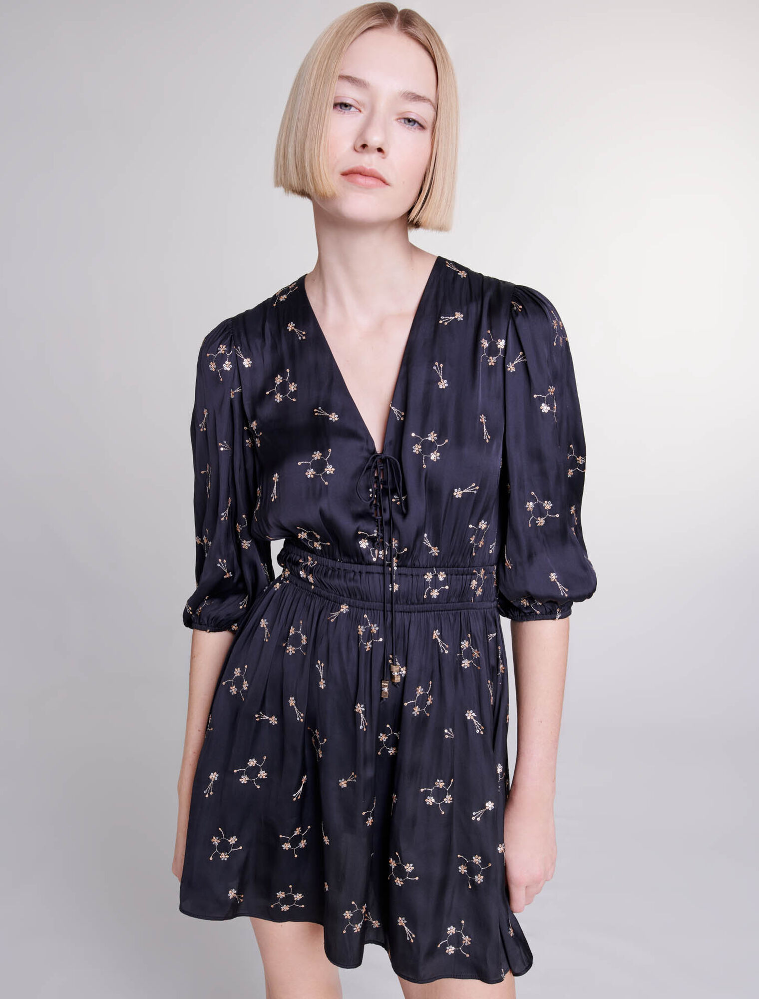 Short sequin-embroidered dress