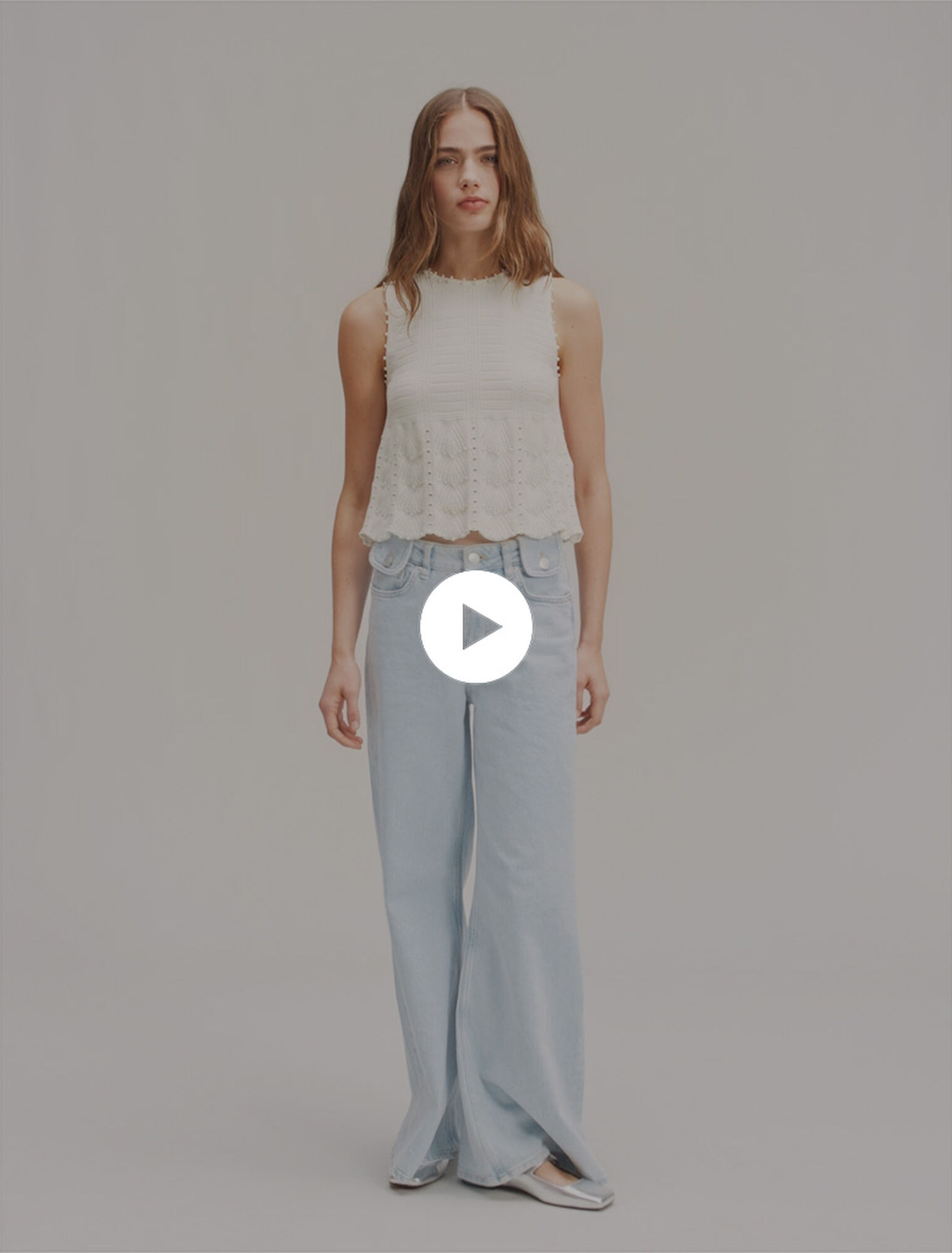 Faded wide-leg jeans