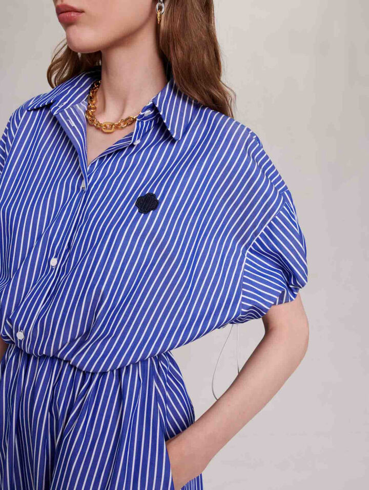 Long striped shirt dress