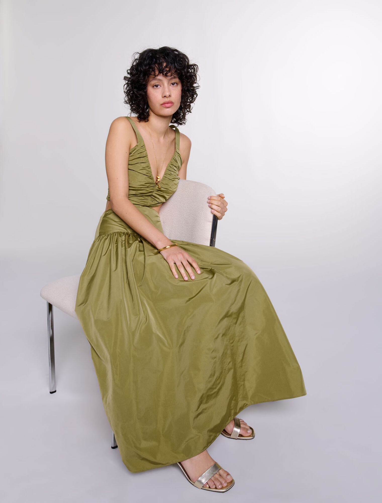 Cutaway taffeta dress