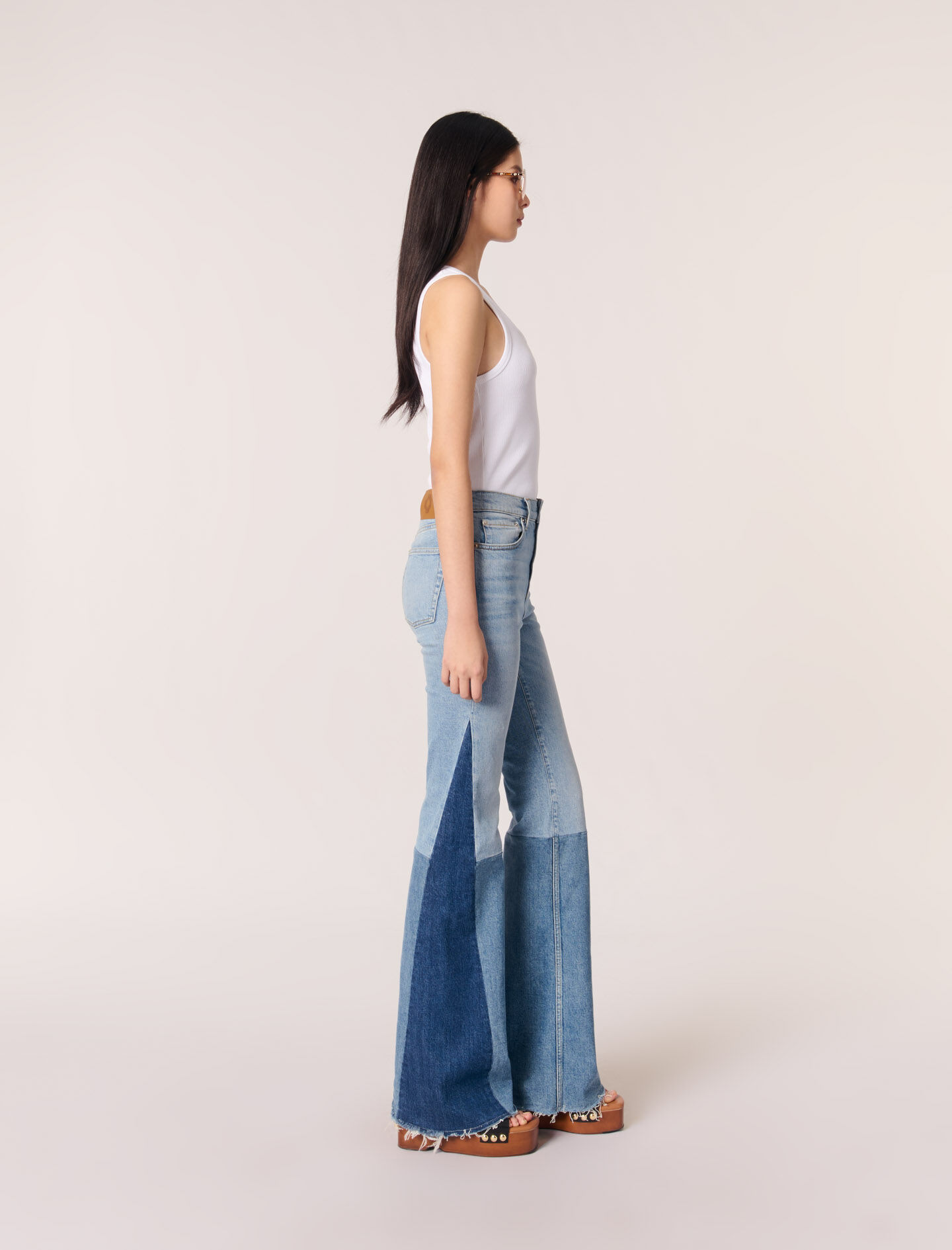 Tricolour patchwork jeans Blue For Women | Maje