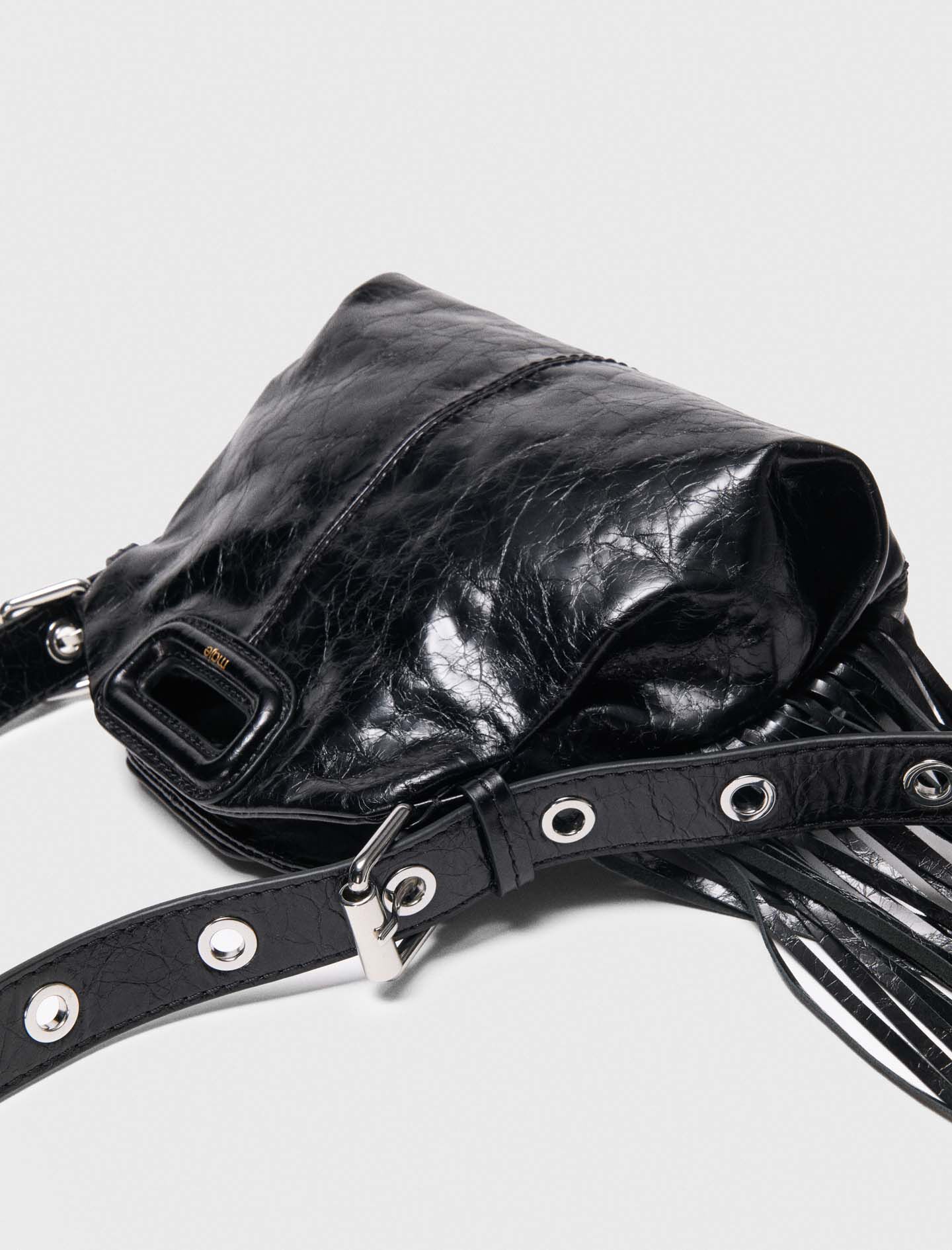 Miss M mini cracked leather bag Black / Gray For Women | Maje