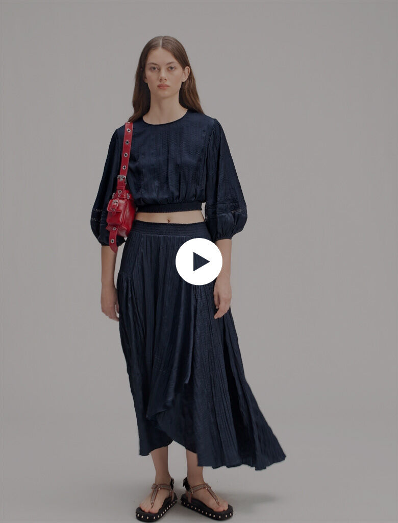 ☆【NASTY FANCY CLUB】☆JACQUARD PATTERN SLIT LONG SKIR.T☆ NF] JACQUARD PATTERN SLIT LONG SKIRT (BLACK)_F22ZC824