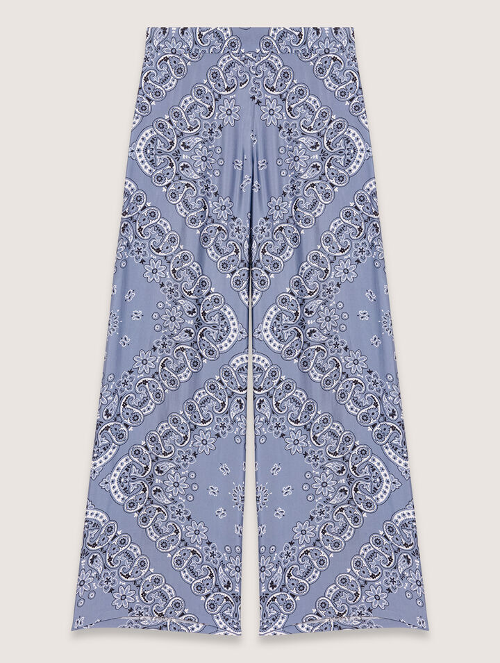 Flowing patterned bandana print pants