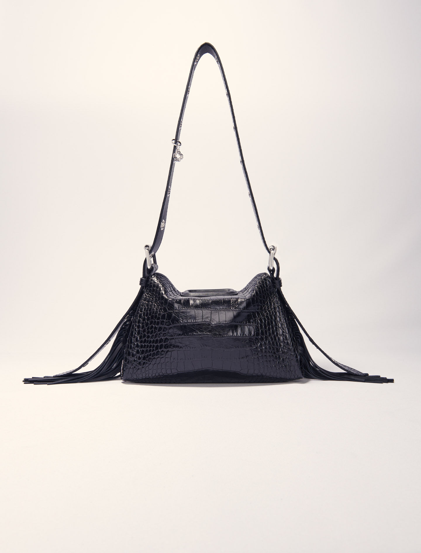 Miss M Mini embossed leather bag Black / Gray For Women | Maje