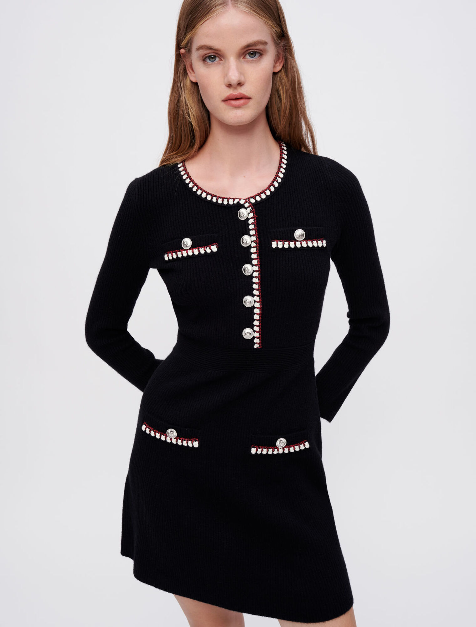 Contrast rib knit dress