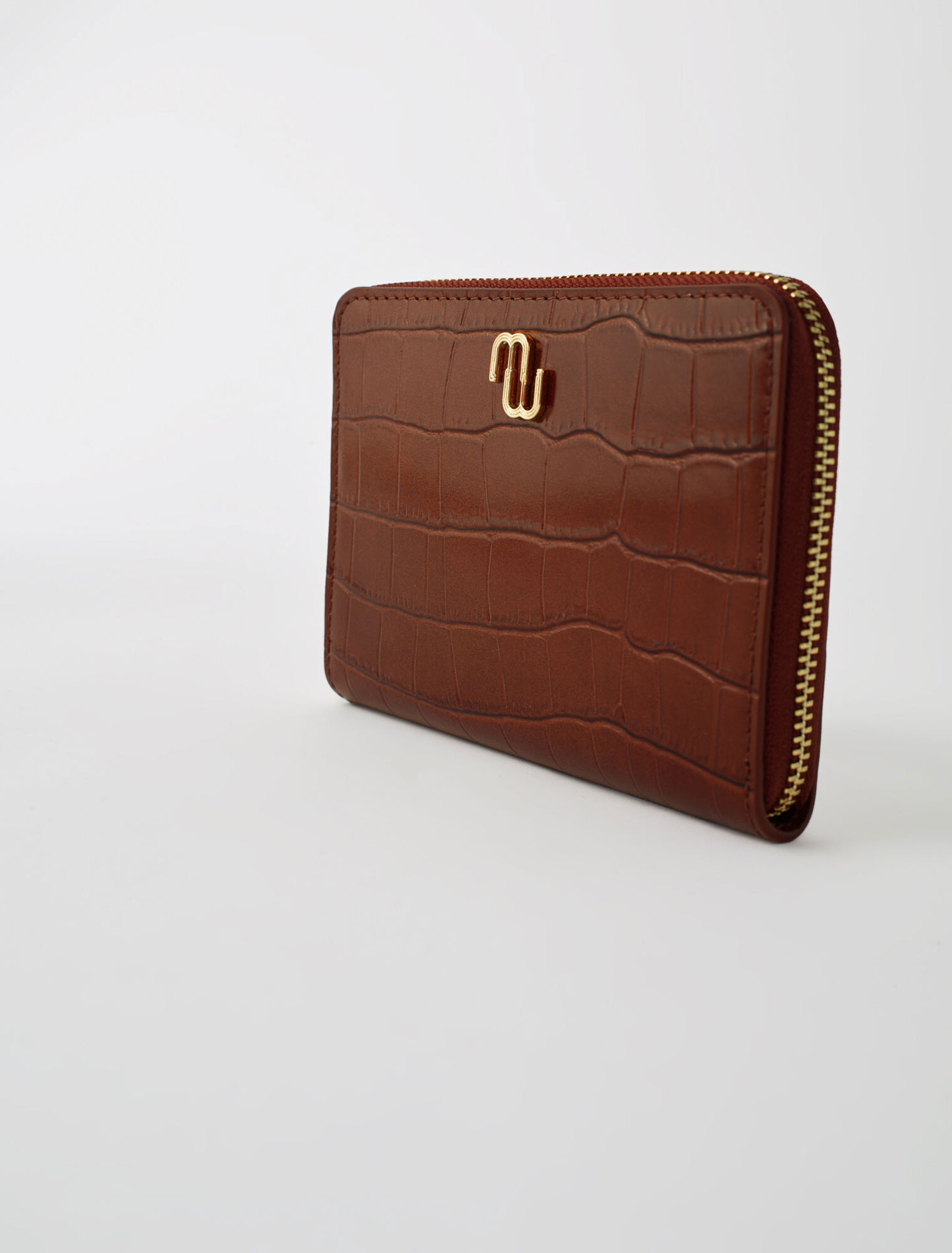 Croc-effect embossed leather wallet