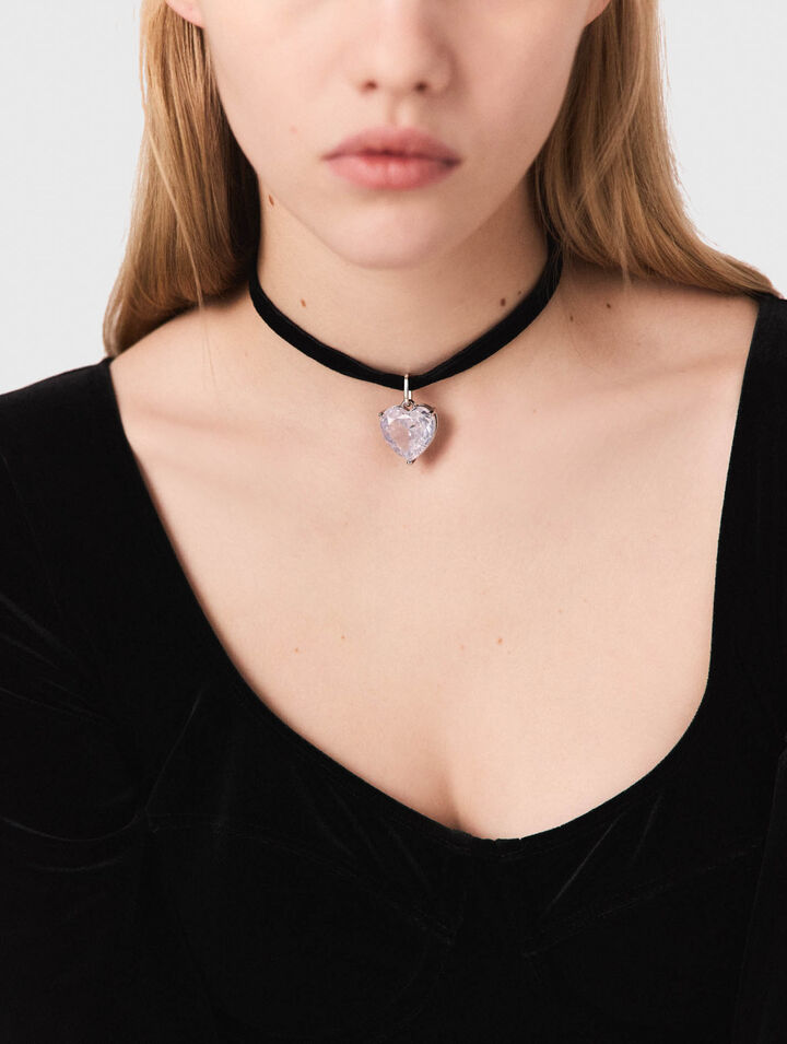 Heart necklace with velvet cord