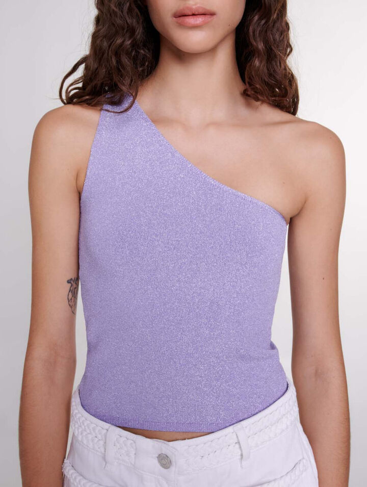 Metallic asymmetrical crop top