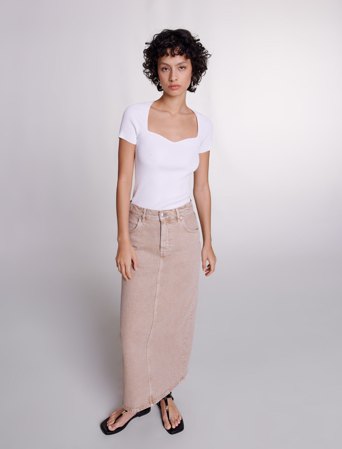 Long denim skirt