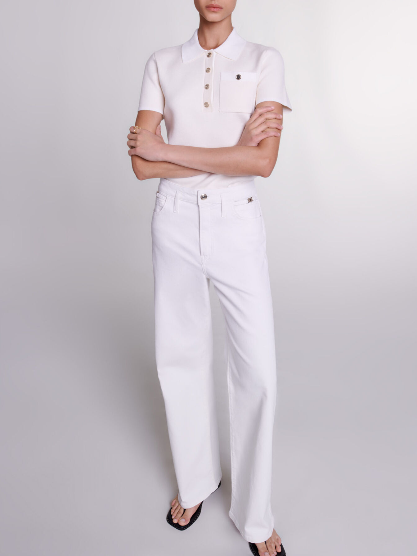 Polo collar knit top
