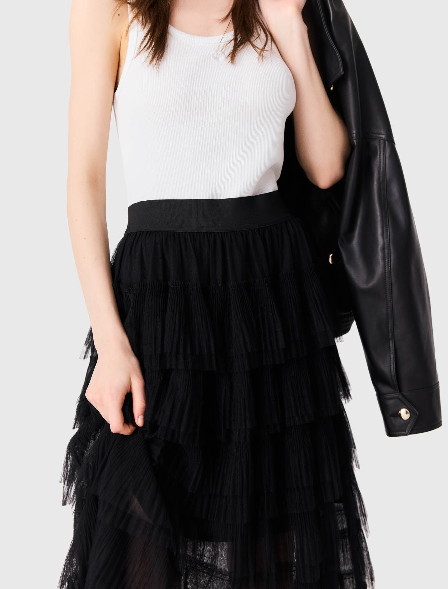 Tulle midi skirt Black / Gray For Women | Maje