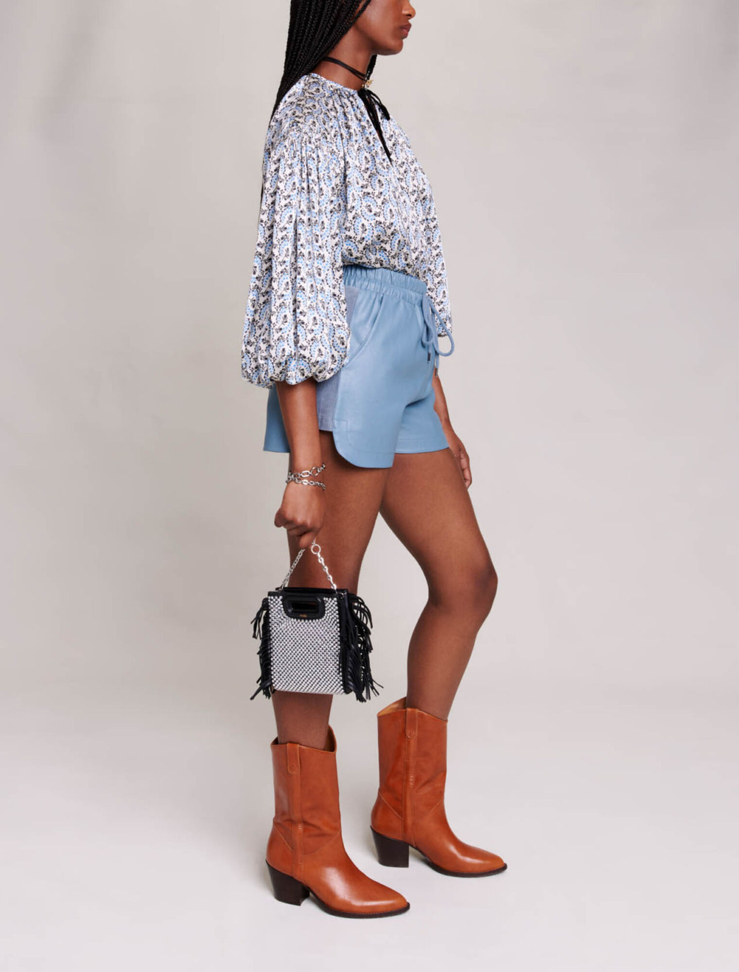 Leather-look shorts