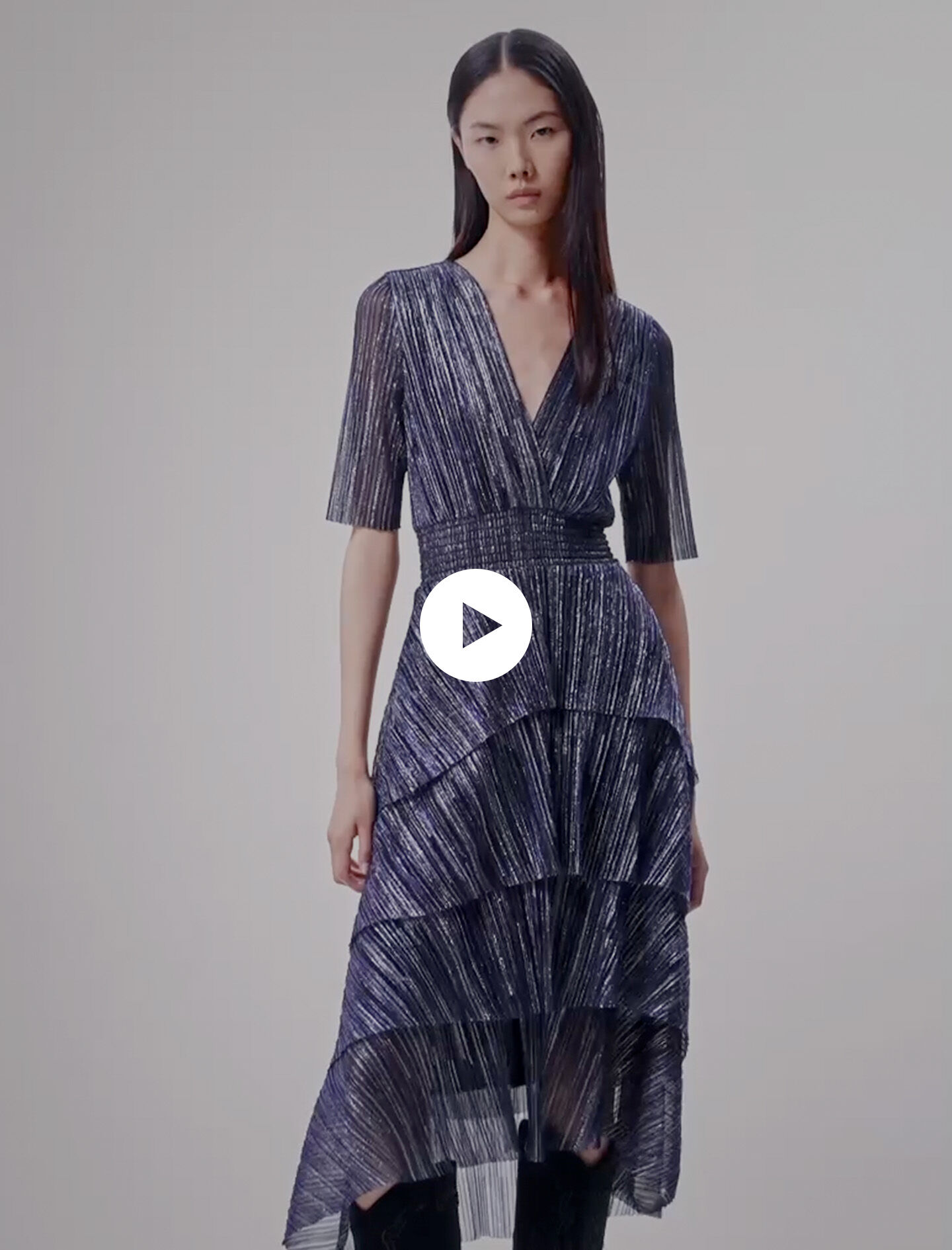 Full lame dress with ruffles Blue For Women Maje