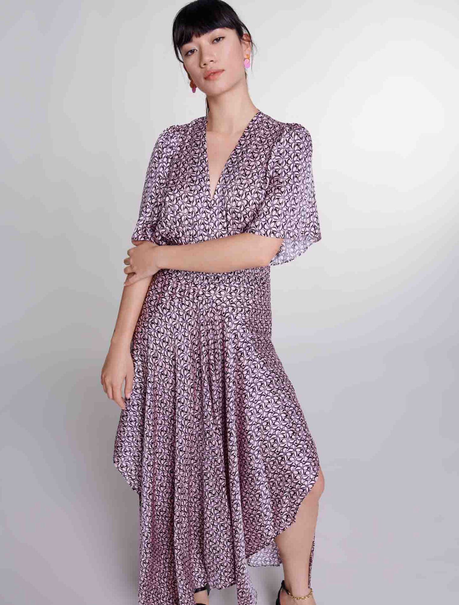 Satin-look patterned maxi dress