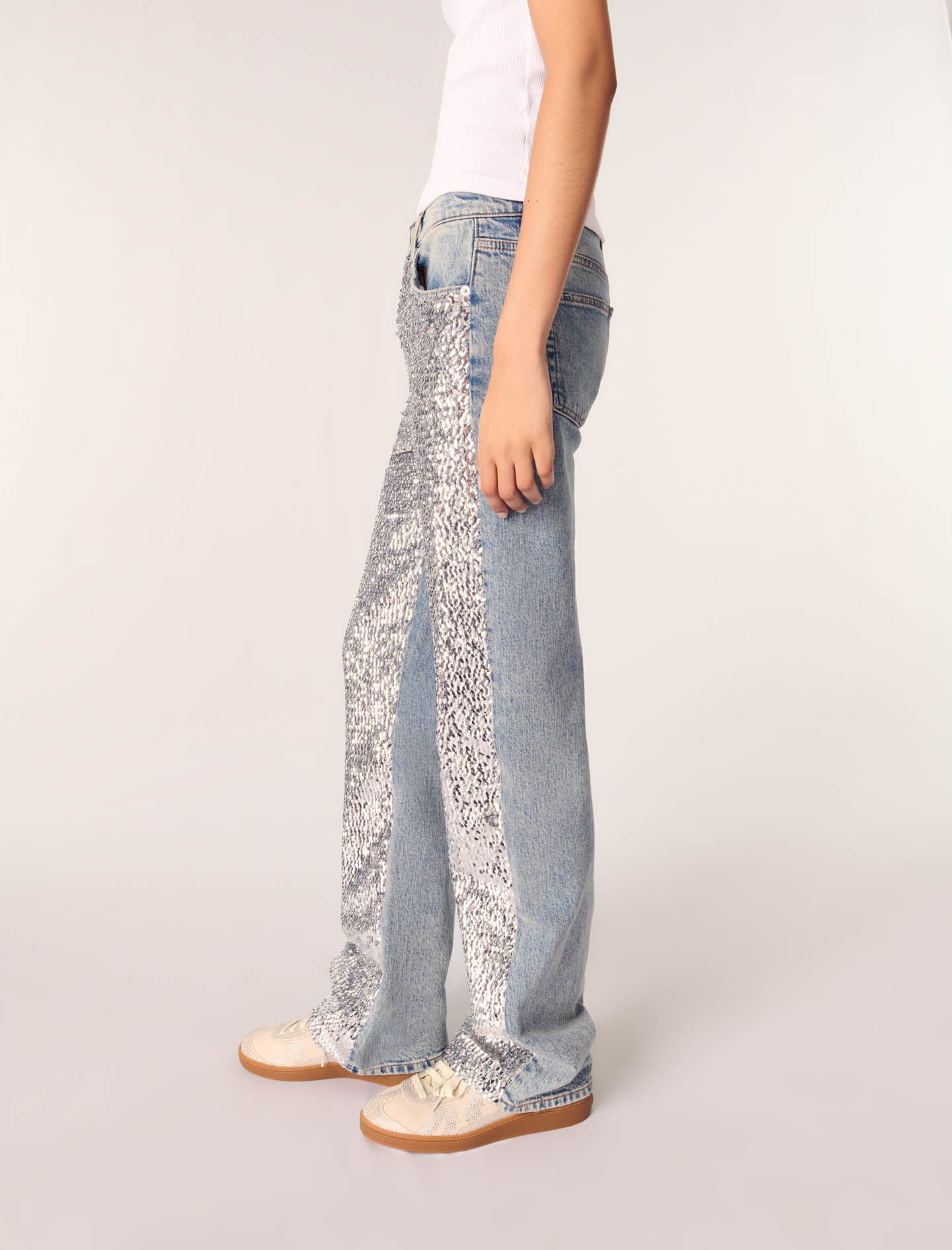 Sequinned jeans Blue For Women | Maje