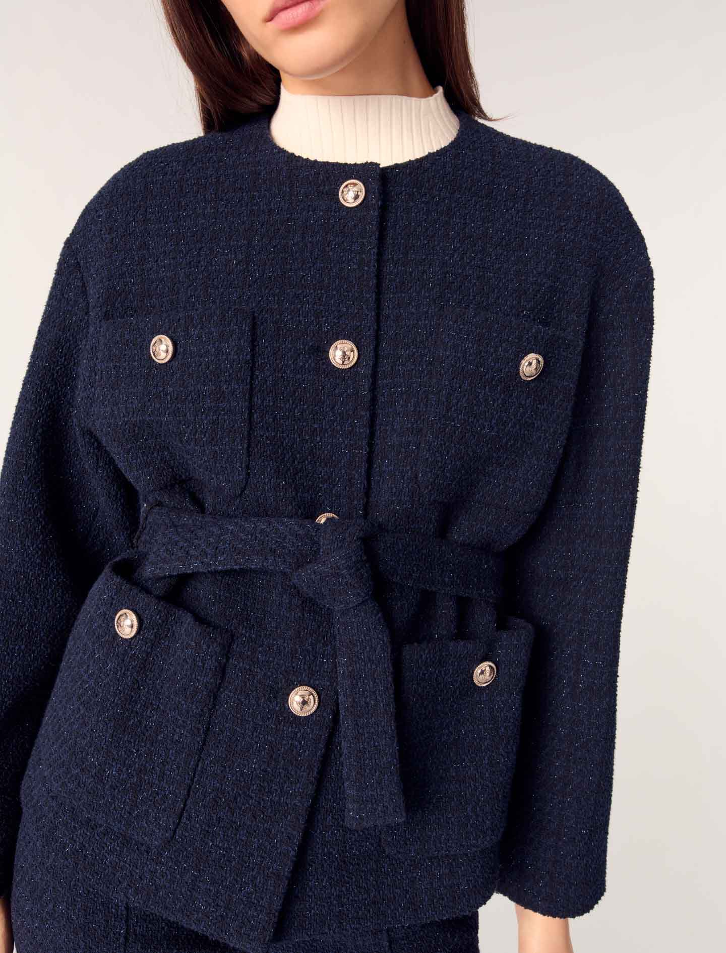 4-pocket tweed jacket Blue For Women | Maje