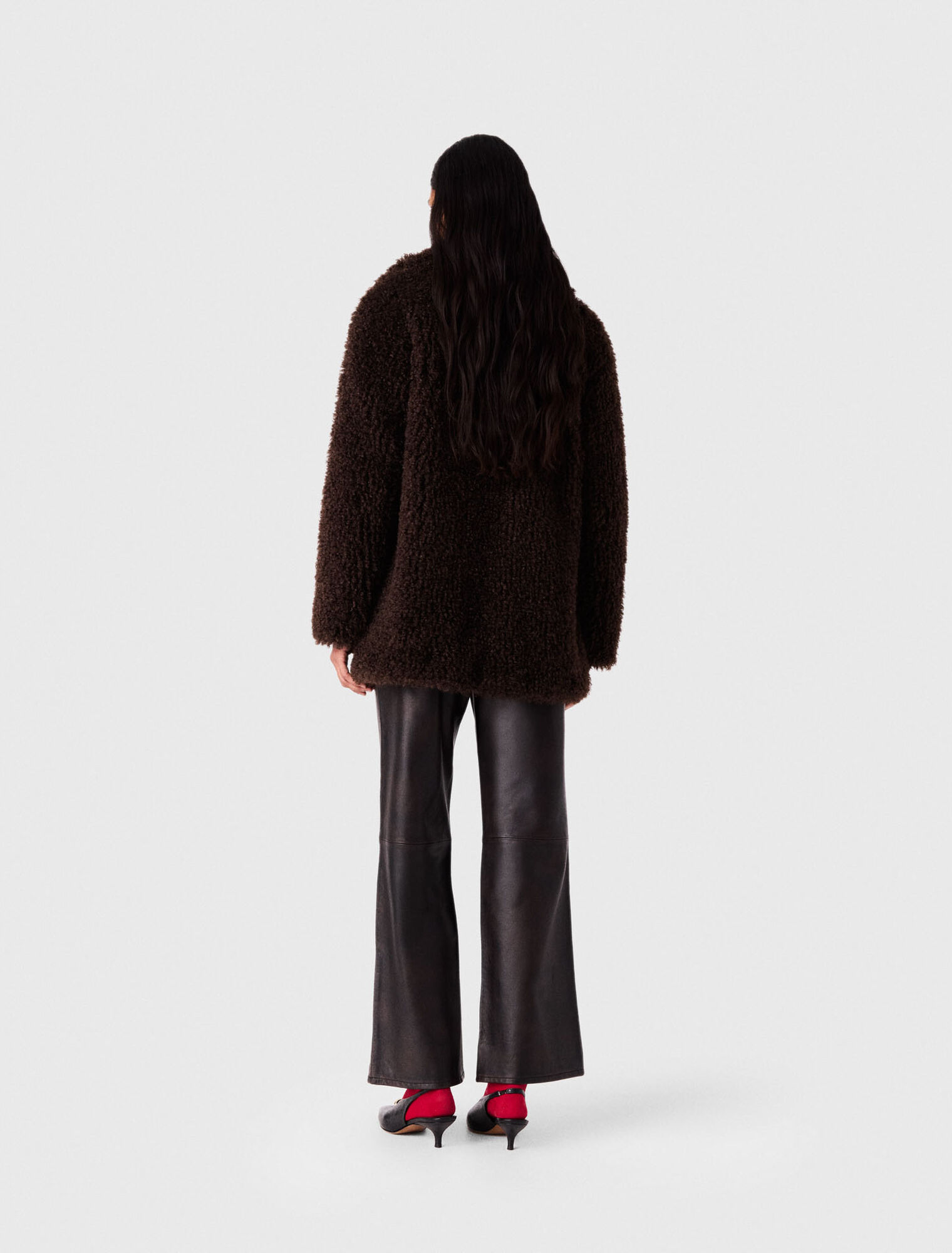 Mid-length faux fur coat