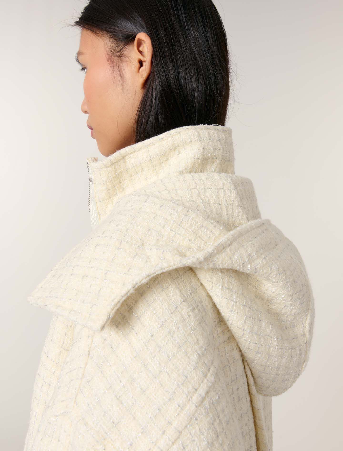 ジャケット・アウター mideal spring tweed over jacket Tweed down jacket White For Women | Maje
