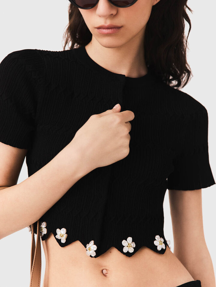 Cardigan with floral jewel details