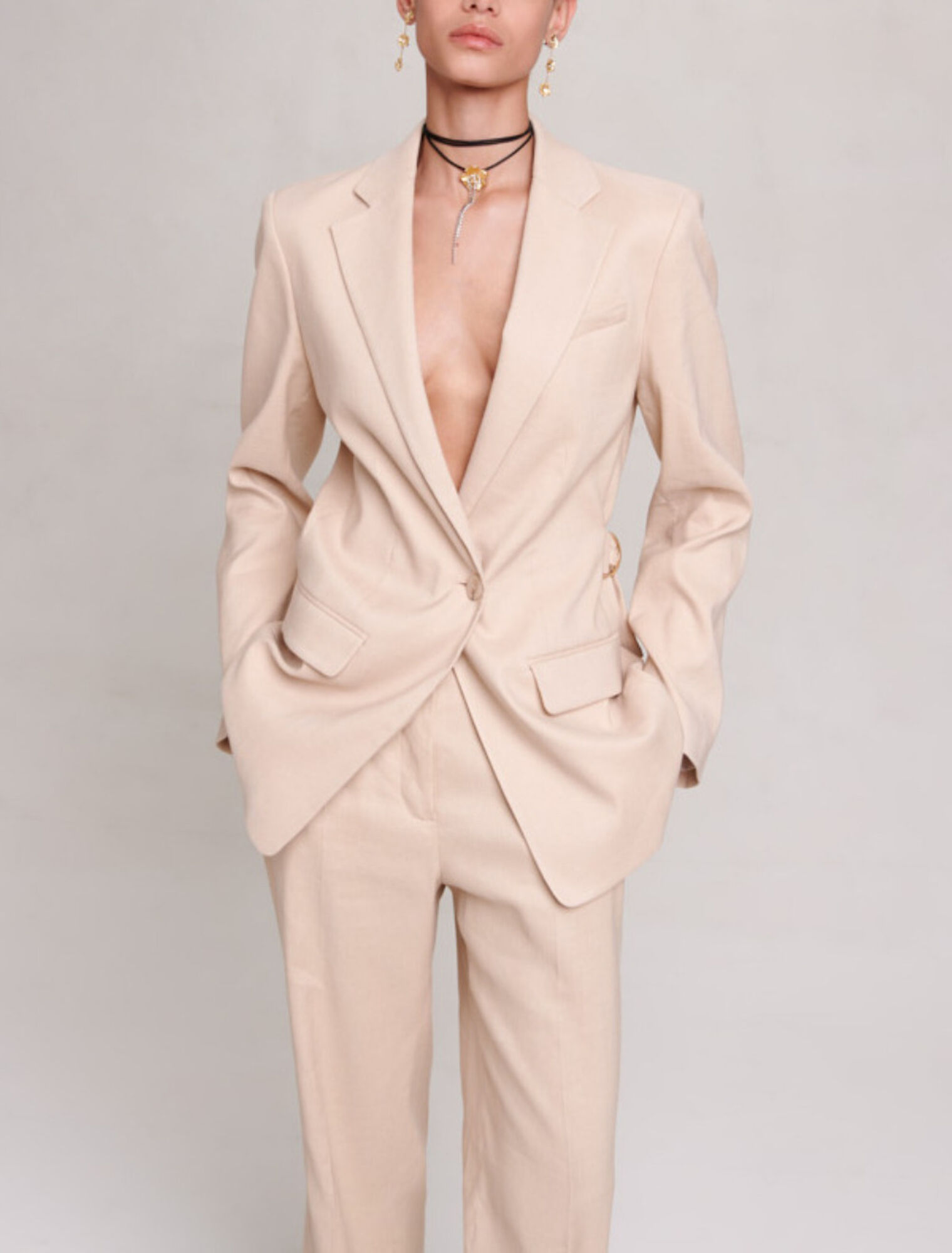 Linen blend blazer