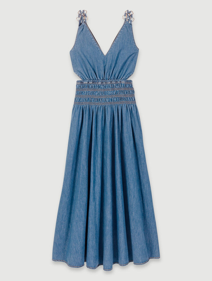 Cutaway denim maxi dress