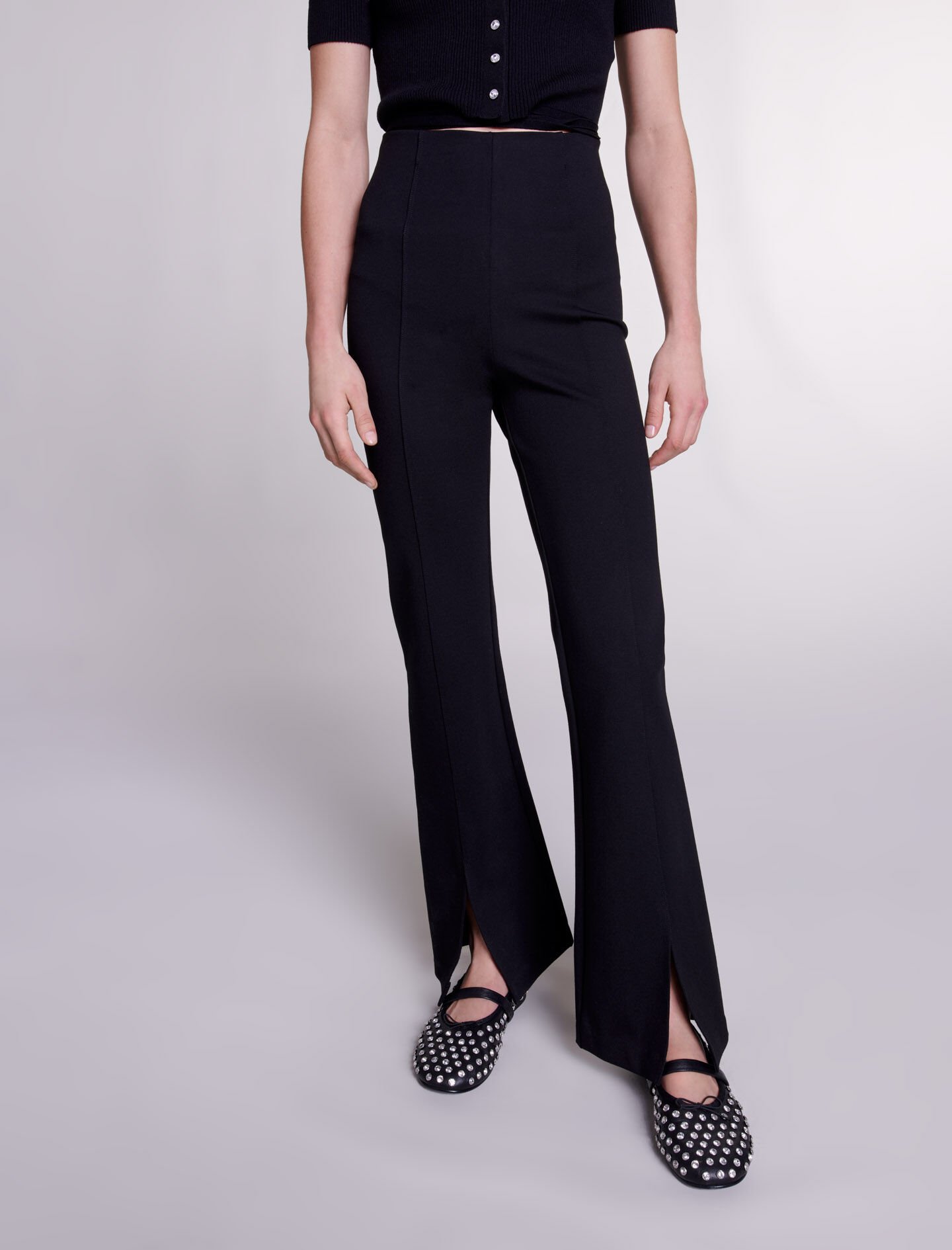 Black slit pants Black / Gray For Women | Maje