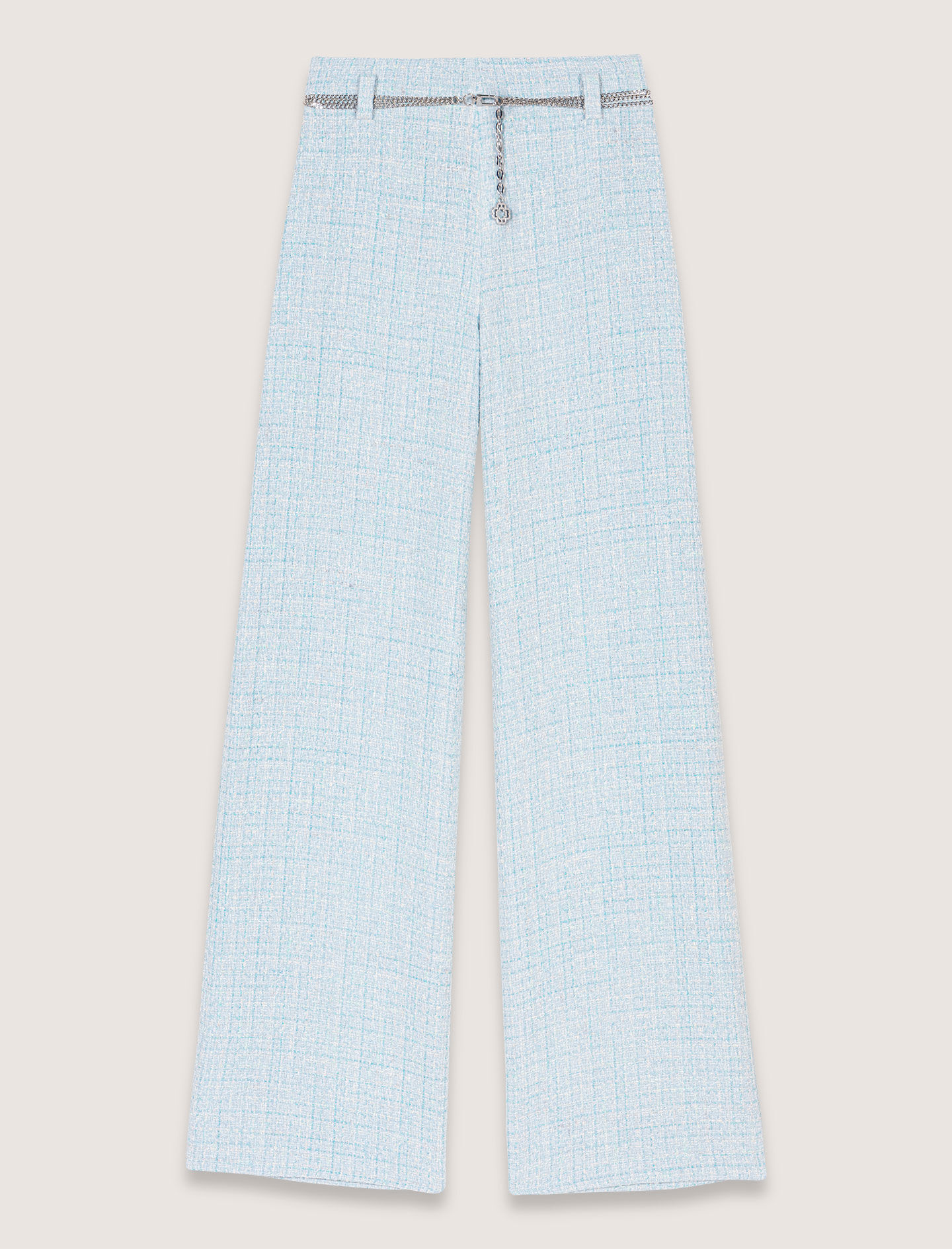 Tweed trousers with belt Blue For Women | Maje