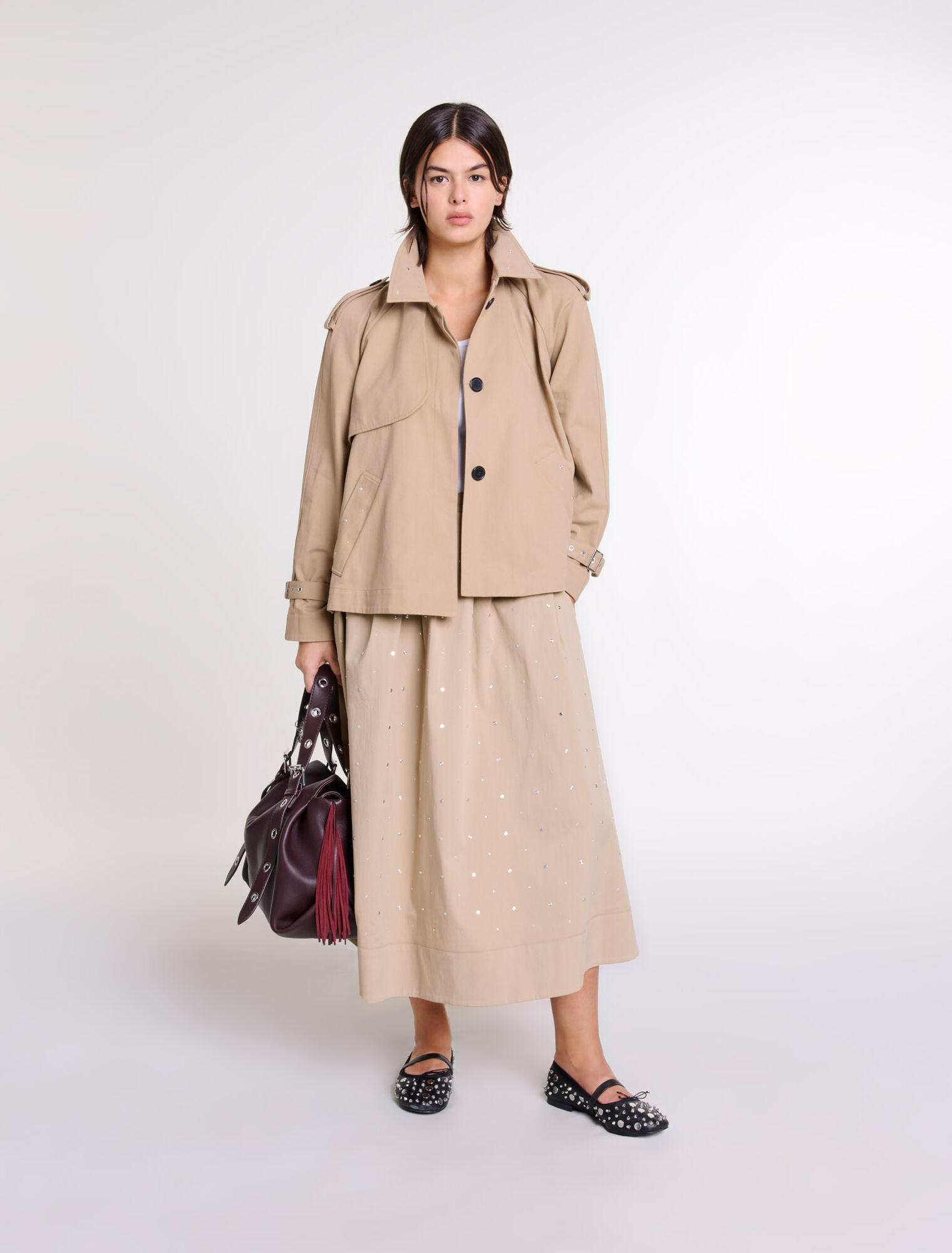 Short studded trench coat