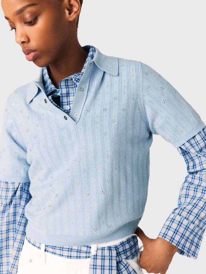 Cropped jumper with rhinestones