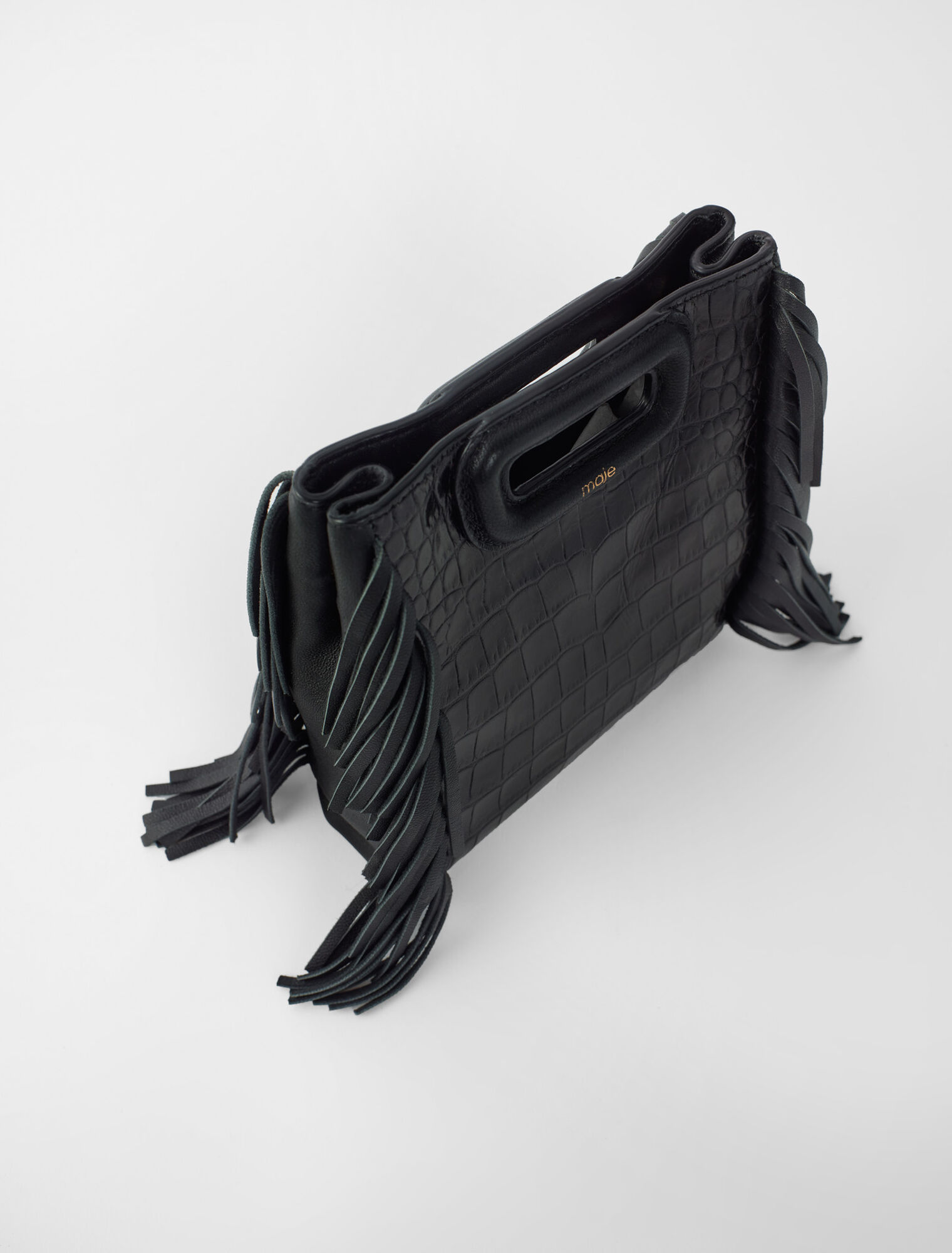 Mini embossed-leather M bag with chain
