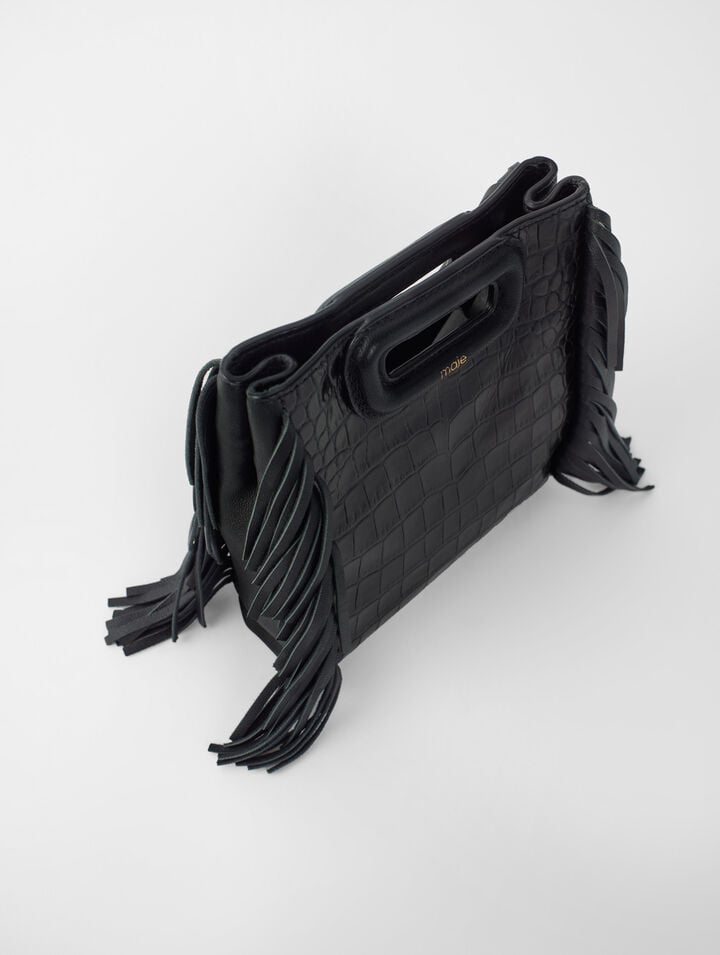 Mini embossed-leather M bag with chain