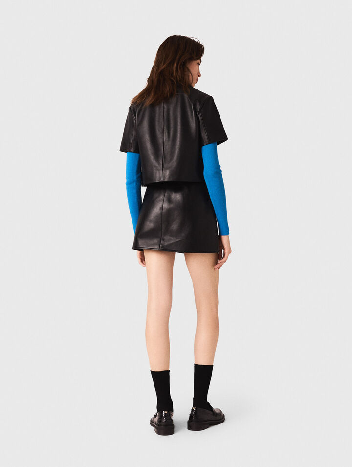 Cropped leather jacket